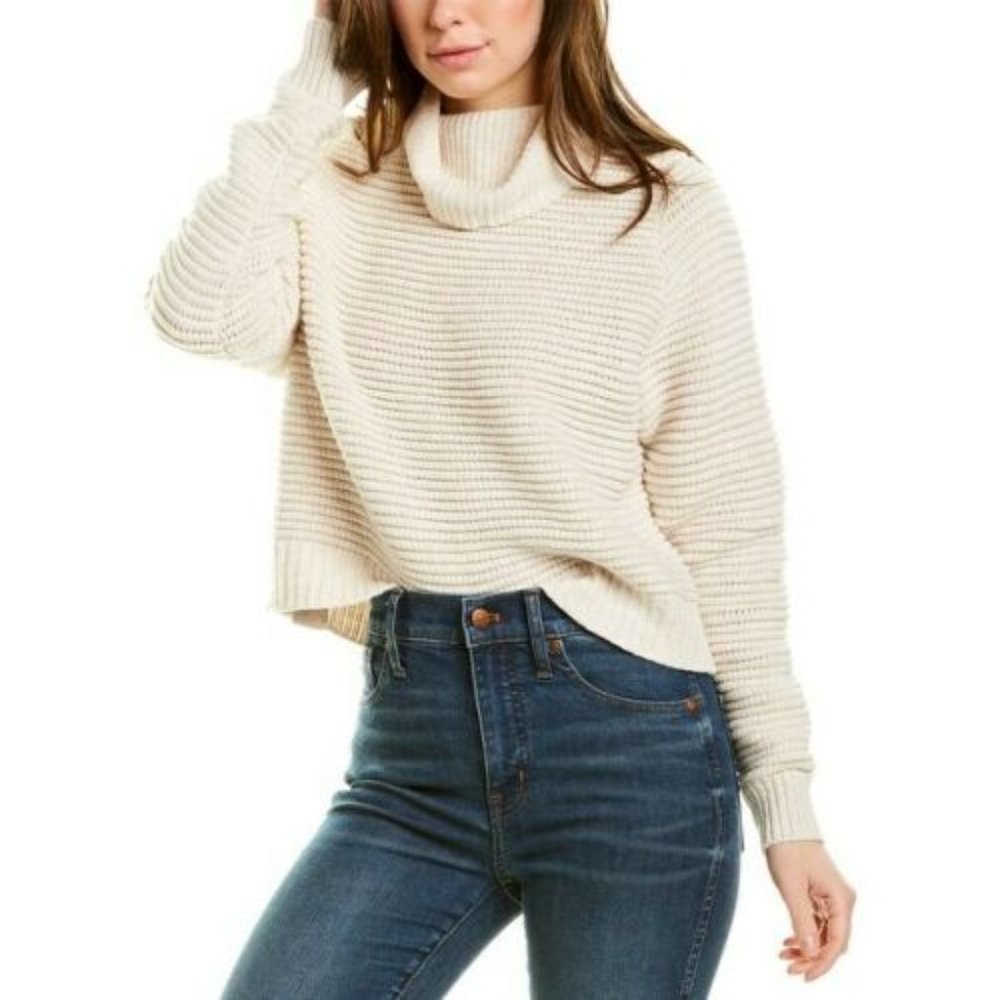 Madewell Side Button Wool Cotton Turtleneck K5807 Sweater Oatmeal XS H10285 - Picture 12 of 12